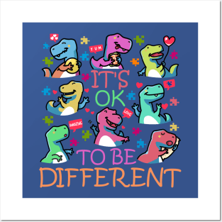 Autism Dino and Awareness for Autistic Spectrum T-rex Lover Posters and Art